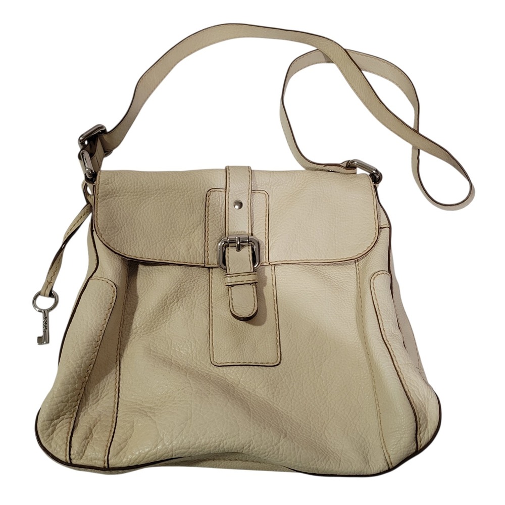 Fossil Pebbled Leather Shoulder Bag Cream